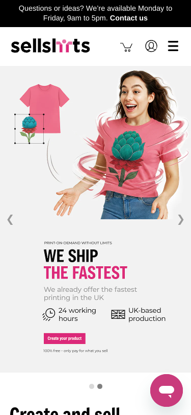 Sellshirts mobile